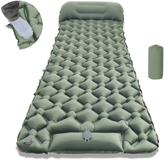 REWYTAZ-Slaapmat Zelfopblazend - Zelfopblazend Door Lngebouwde Voetpomp - 190x60x5 cm - Slaapmat - Slaapmatje - Camping Matras van Merkloos