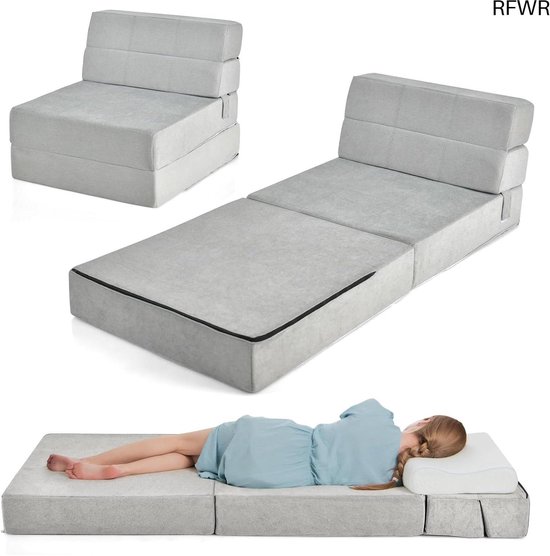 RFWR® 3-in-1 Opvouwbare Slaapbank met Hoofdeinde – Multifunctionele Ligstoel en Matras voor Woonkamer van RFWR