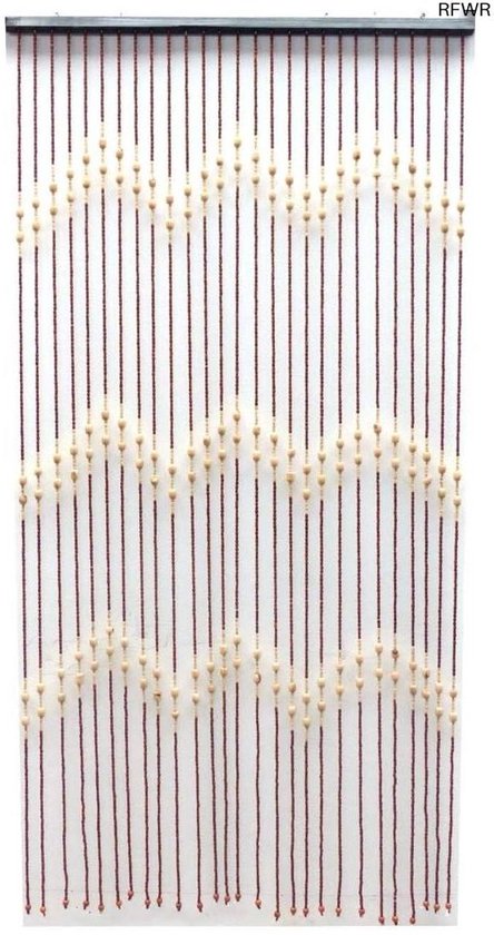 RFWR® Bamboe deurgordijn met houten ringen en kralen – 90 x 165 cm – Rustiek ruimteverdeler en insectenbescherming