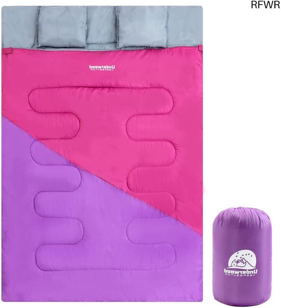 RFWR® Dubbele Slaapzak voor Kamperen en Wandelen - Lichtgewicht, Waterdicht en Comfortabel voor 2 Personen van Merkloos
