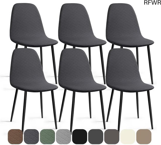 RFWR® Elastische Stoelhoezen Set van 6 - Universele Eetstoelovertrekken voor Thuis en Horeca
