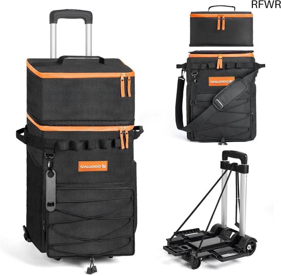 RFWR® Koelbox op Wielen voor Camping en Picknick - Lekvrije Geïsoleerde Koeltas met All-terrain Kar van Merkloos
