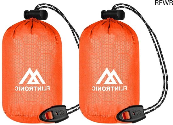 RFWR® Noodslaapzak voor outdoor, 2 stuks, waterdicht, hittebestendig, compacte bivakzak voor survival en noodsituaties van Merkloos