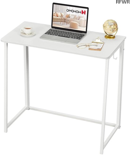RFWR® Opvouwbaar Bureau voor Kleine Ruimtes - Compacte Vouwtafel voor Gaming en Werken - Wit