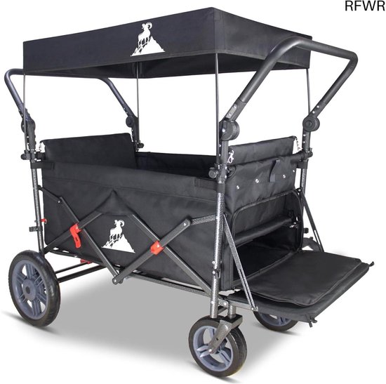RFWR® Opvouwbare Bolderkar met 2 Stoelen en Zonnedak, Inklapbare Handwagen voor Hoog Draagvermogen (120 kg)