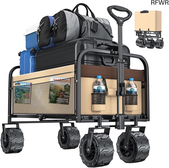 RFWR® Opvouwbare Bolderkar met Extra Brede Wielen - Tuindrolwagen voor Diverse Activiteiten