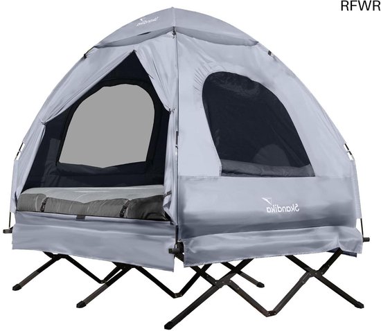 RFWR® Tentligstoel voor 2 personen, verhoogd campingbed met opblaasbaar luchtmatras, waterdicht en multifunctioneel veldbed van Merkloos