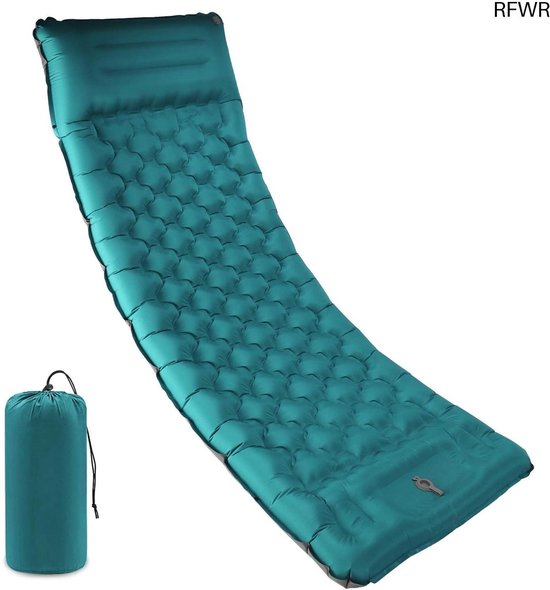 RFWR® Ultralichte zelfopblazende luchtmatras voor camping met ingebouwde pomp - 12 cm dikke slaapmat van Merkloos