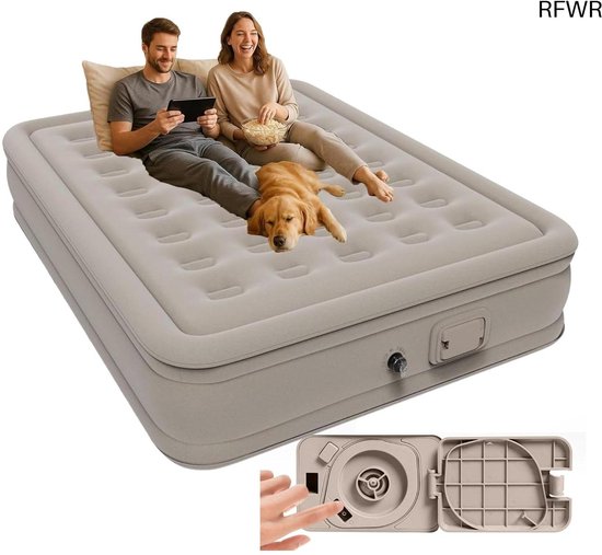 RFWR® Zelfopblazend Luchtbed voor 2 Personen met USB Pomp - Sterk en Comfortabel Matras 196x150cm