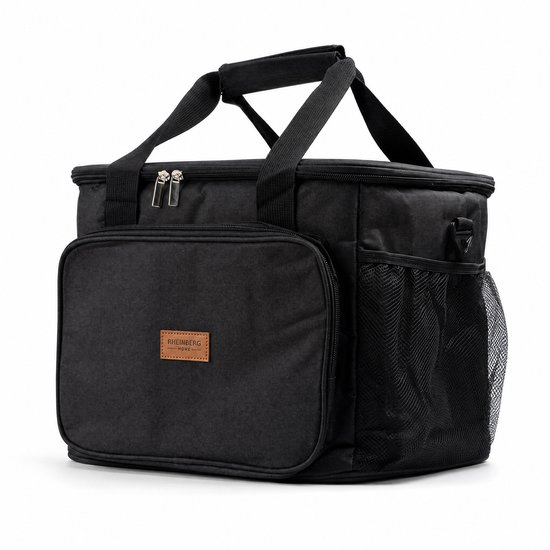 RHEINBERG - Koeltas 25L - Geïsoleerde Koeltas - Lekvrij & Waterdicht - Met Schouderband - Koeltas voor Strand, Picknick, Auto & Werk - Zwart
