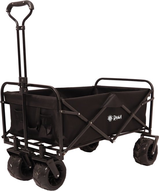 Rijoka Bolderkar Opvouwbaar – Telescopische Stang en Crosswielen – Harde Bodem – 70kg Draagkracht – 94L Inhoud – 90x54x104cm - Zwart van Rijoka