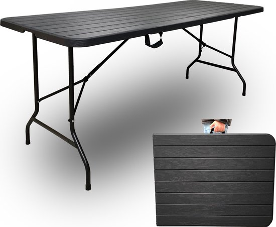 Rijoka Klaptafel Plooitafel - campingtafel houtlook - 6 tot 8 personen - 70x180cm van Merkloos