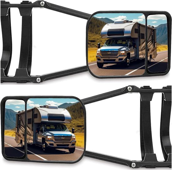Riloer 2x Caravan Mirror Trailer Drag Mirrors, RV Pull Mirror, Adjustable Extendable Mirror for Car, RV, Caravan, RV, Most Large Vehicle Mirrors