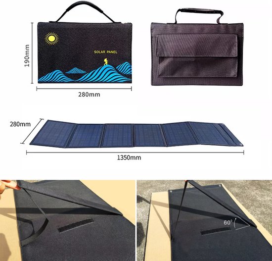 Rise Up - Poly De 6V Sunshine - Panelen Sunpower - Licht Draagbaar - Klein Opvouwbaar Zonnepaneel 30W van Rise Up