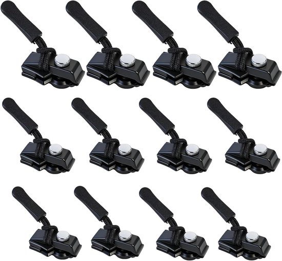 Rits reparatie kit - Universele ritskop - Kleding repareren - Gereedschapsvrije installatie - 12 stuks - Zwart