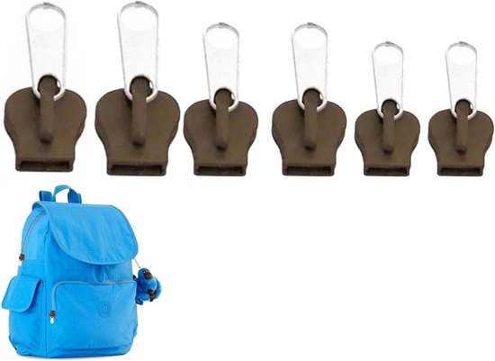 Rits reparatieset - Ritskoppen vervanging - Kleding repareren - Zonder naaien - 6 stuks - Bruin
