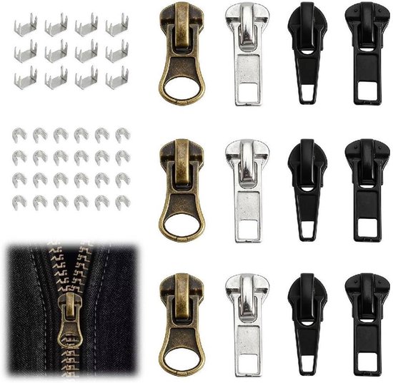 Rits reparatieset - Ritssluiting onderdelen - Kleding herstellen - 48-delig universeel - Maat #5 - Diverse kleuren