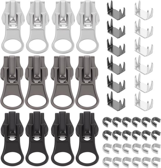 Ritssluiting Reparatie Set - Universele Onderdelen - Kleding Repareren - 48 Delige Kit - Compact Formaat van Merkloos