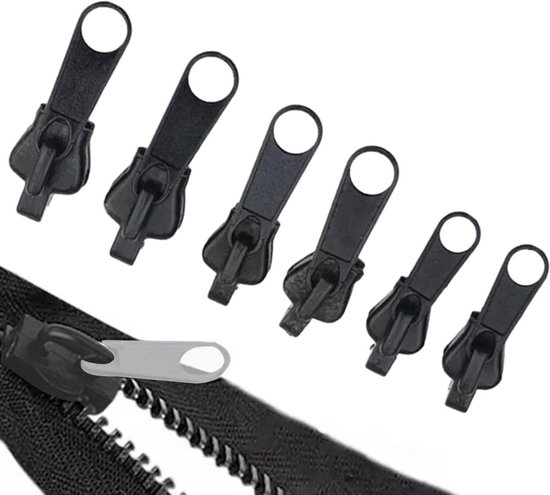 Ritssluiting Reparatie Set - Vervangende Ritsen - Kleding Repareren - Afneembaar en Herbruikbaar - 6 stuks - Metaal