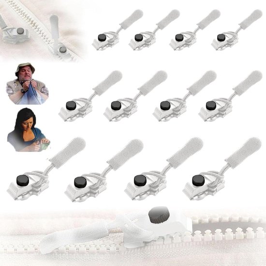 Ritssluiting reparatieset - Rits vervanger fixkit - Kleding repareren - Onzichtbaar ontwerp - 3 maten - Wit van Merkloos