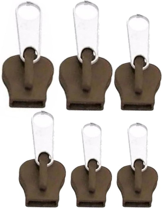 Ritssluiting reparatieset - Ritsvervanger trekkers - Kleding repareren - Herbruikbaar en afneembaar - 3 maten - Koffie