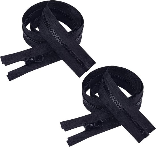 Ritssluiting Set - Ritsen Deelbaar - Kleding Repareren - Kunststof Tanden - 45 cm - Marineblauw van Merkloos