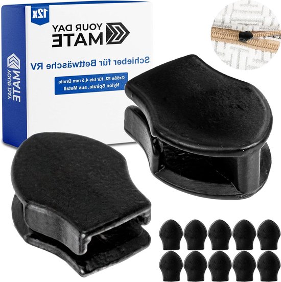 Ritssluiting Vervanging - Rits Reparatie - Beddengoed Herstellen - Maat 3 Nylon - 12 Stuks - Zwart van Merkloos