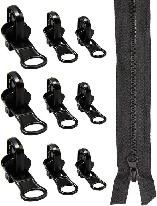 Ritssluiting Vervanging - Ritskoppen Set - Kleding Repareren - Afneembare Glijders - 12 Stuks - Zwart van Merkloos