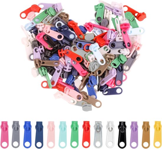 Ritssluitingsschuivers - Reparatieset - Kleding Repareren - Universeel Geschikt - 112 Stuks - Kleurrijk