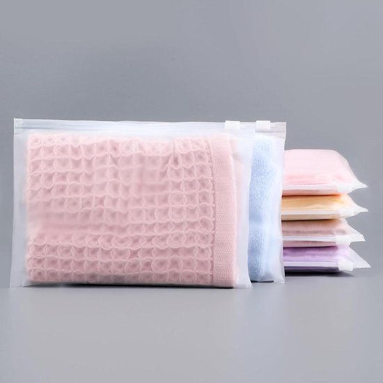 Ritszakken - Opbergzakken Sluitbaar - Reizen Kleding Opbergen - Volledig Afgesloten Vocht - 20x14cm 100 Stuks - Transparant Mat van Merkloos