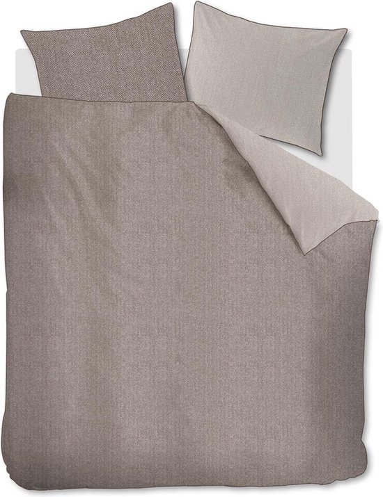 Riviera Maison Chevron Weave dekbedovertrek - Tweepersoons - 200x200/220 - Bruin van Merkloos