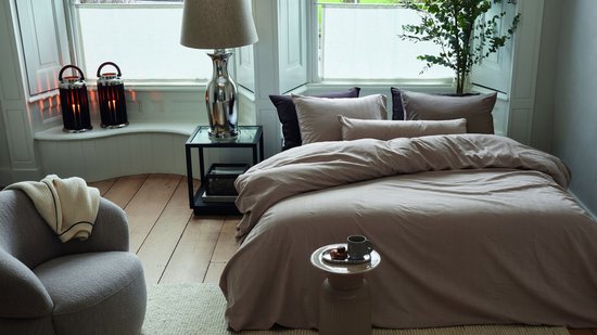 Rivièra Maison Connor dekbedovertrek - Lits-Jumeaux - 240 x 200/220 cm - Zand van Merkloos