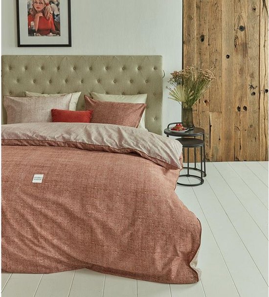 Rivièra Maison - Coughton Court dekbedovertrek - Effen - Tweepersoons - 200x200/220 cm - Steenrood van Merkloos