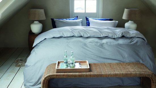 Rivièra Maison Emery dekbedovertrek - Tweepersoons - 200 x 200/220 cm - Blauwgrijs