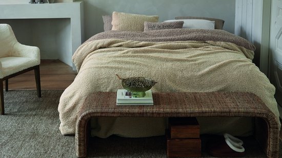 Rivièra Maison Huggle dekbedovertrek - Eenpersoons - 140 x 200/220 cm - Zand van Merkloos