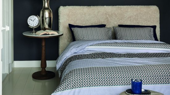 Rivièra Maison Lawrence dekbedovertrek - Lits-Jumeaux XL - 260 x 200/220 cm - Blauwgrijs