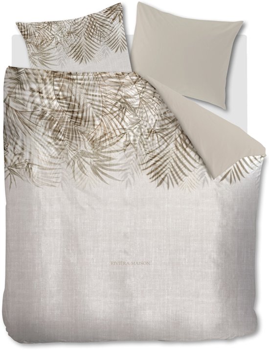 Rivièra Maison Palm Shade dekbedovertrek - Eenpersoons - 140 x 200/220 cm - Naturel van Merkloos