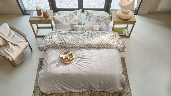 Rivièra Maison Palm Shade dekbedovertrek - Tweepersoons - 200 x 200/220 cm - Naturel van Merkloos