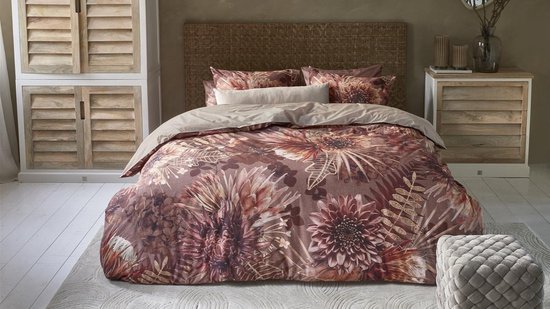 Riviera Maison Protea dekbedovertrek - Tweepersoons - 200x200/220 - Steenrood van Riviera Maison
