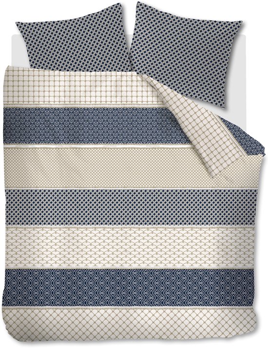 Riviera Maison Ropes dekbedovertrek - Lits-Jumeaux XL - 260x200/220 - Marineblauw van Merkloos