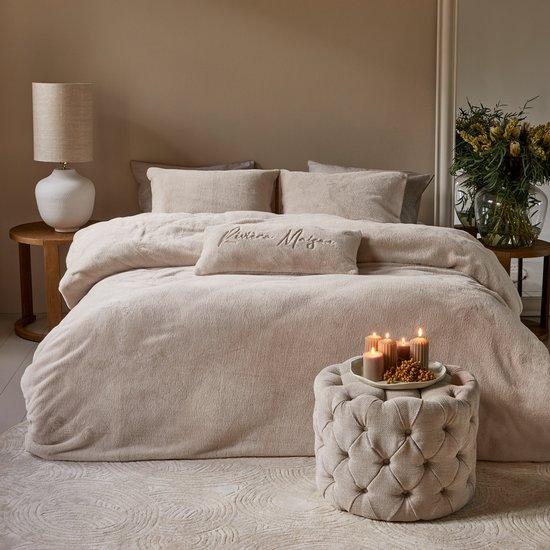 Rivièra Maison - Tendre fake-fur dekbedovertrek - Lits-Jumeaux - 240x200/220 cm - Zand van Merkloos