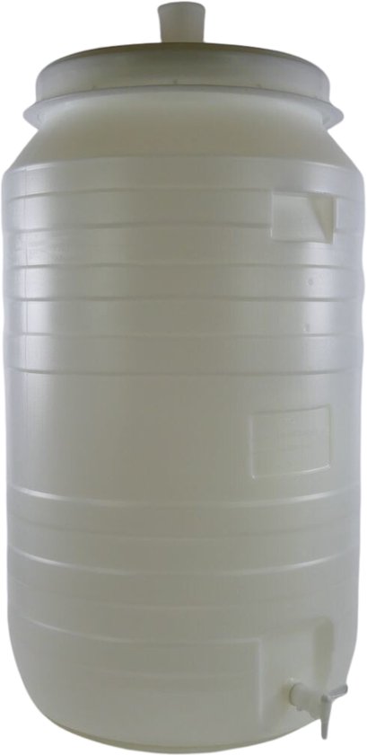 Robuust 210 Liter Kunststof Drankvat met Kraan en Waterslot - Ideaal voor Drankbereiding en Veilige Vloeistofopslag van Merkloos