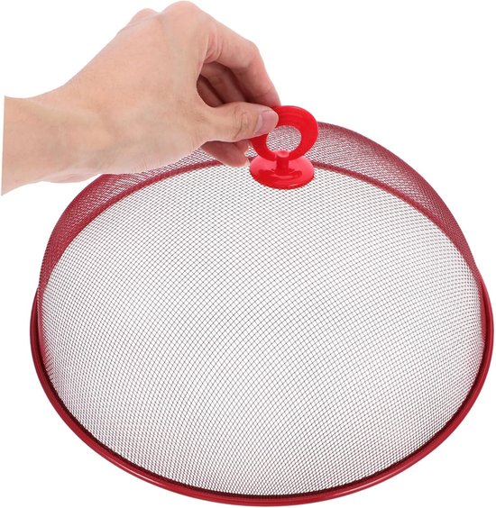 Rode ijzeren voedselklok 30cm - Ergonomisch handvat, transparant gaas, voor buiten