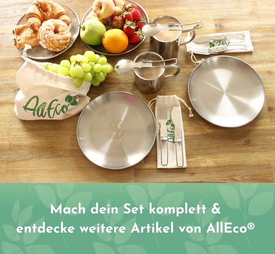 Roestvrij stalen campingborden set 4 stuks diep 22 cm Ø [update: met verbeterd materiaal] picknick & camping servies set 4 personen metalen roestvrijstalen borden accessoires campingkeuken
