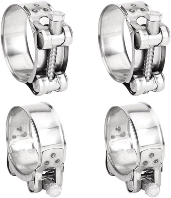 Roestvrij stalen instelbare Scharnierboutklemmen 44-47 mm - 4 stuks - Draadslangklemmen Buisklemmen Slangklemmen Uitlaatklem - Spanbekkenklemmen Tubing Zilverkleurig