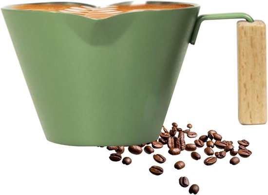 Roestvrij Stalen Koffie Drinkbeker,100ml Dubbele Tuit Cappuccino Mok met Maatverdeling | Beker voor Water met Handvat - Voor Café, Melk, Warme Chocolademelk, Thuis Bereiden Van Koffie, Latte, En Cappu