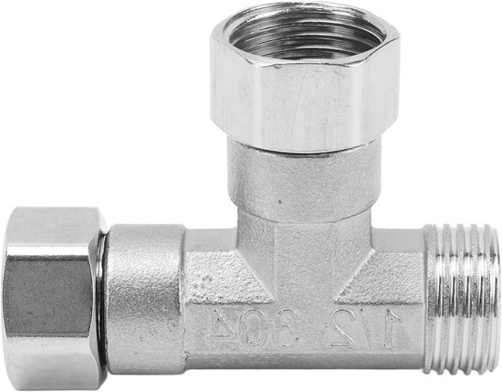 Roestvrijstalen 3-weg T-stuk voor Water, Gas en Industrie - G1/2 Connector - Binnendraad- en buitendraadverbindingen - Duurzaam en veelzijdig van Merkloos