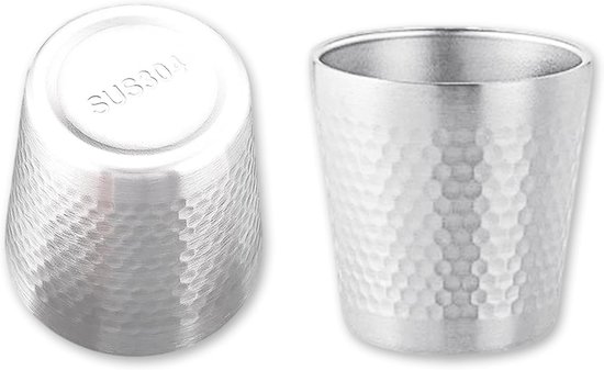 Roestvrijstalen bekers - 2 stuks, 175 ml - Stapelbare, onbreekbare drinkbekers voor camping en outdoor