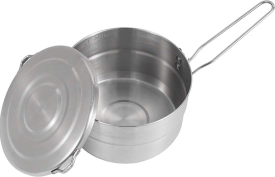 Roestvrijstalen campingkookpot met deksel en inklapbaar handvat 1,5 liter Bento-pot met grote capaciteit Outdoor kookgerei voor kamperen, wandelen, picknick van Merkloos