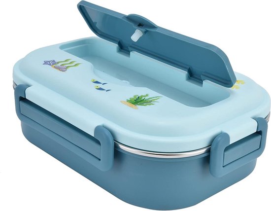Roestvrijstalen Lunchbox - Voedselcontainer Geïsoleerd - School en Werk - Lekvrij Geurontwerp - 900 kubieke centimeter - Blauw
